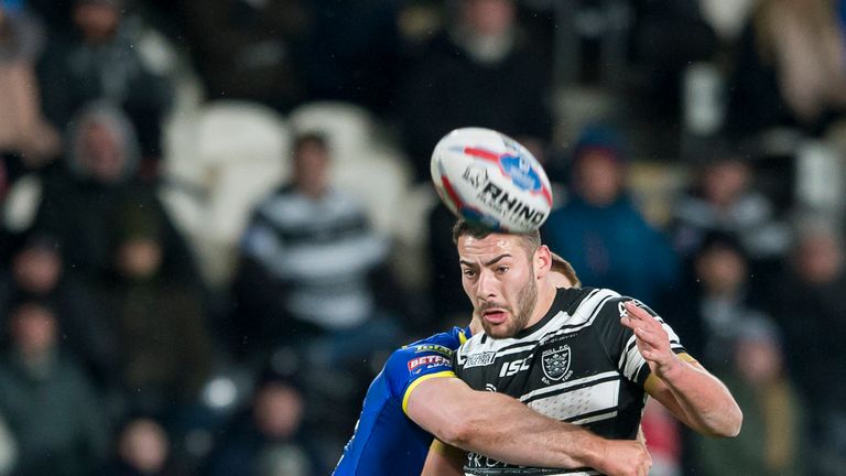 Hull FC's influential Jake Connor sets up an attack against Warrington