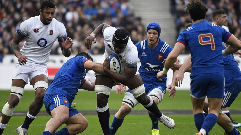 Maro Itoje on the attack for England