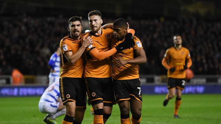 Matt Doherty is congratulated after scoring the opening goal