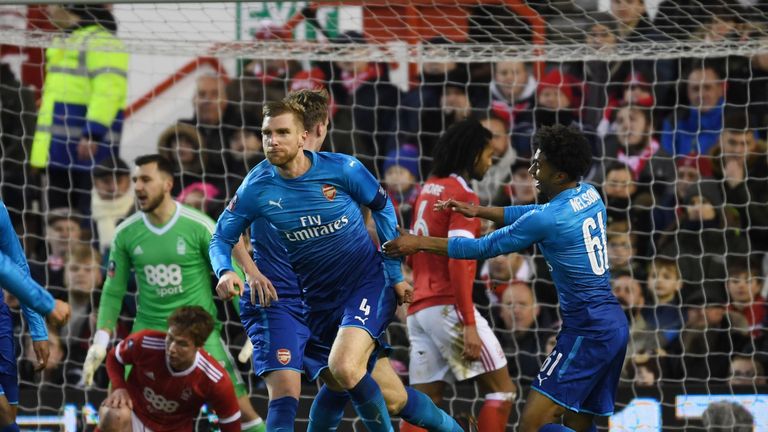 Mertesacker made his last Arsenal appearance in the FA Cup third-round loss to Nottingham Forest in January