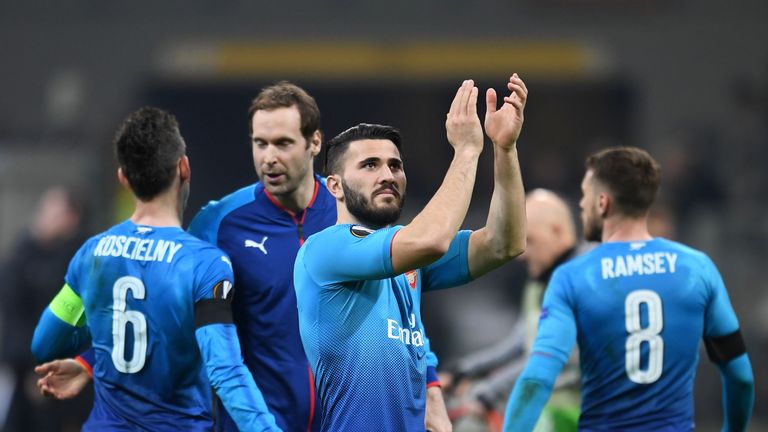 Saed Kolasinac celebrates Arsenal's win