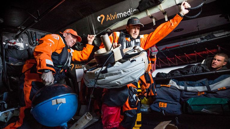 Team Alvimedica deploy a drifter buoy in the last Volvo Ocean Race