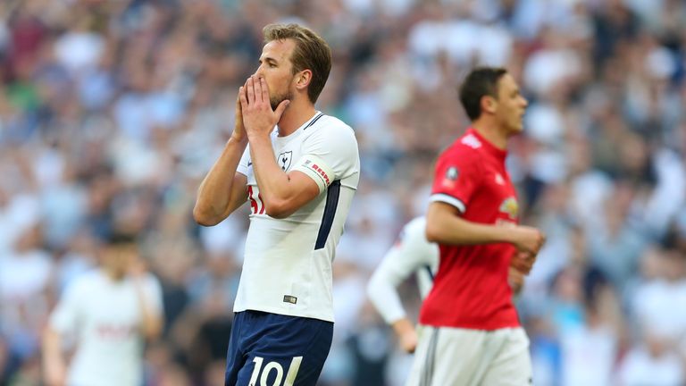 Kane endured a frustrating afternoon in the FA Cup semi-final against Manchester United