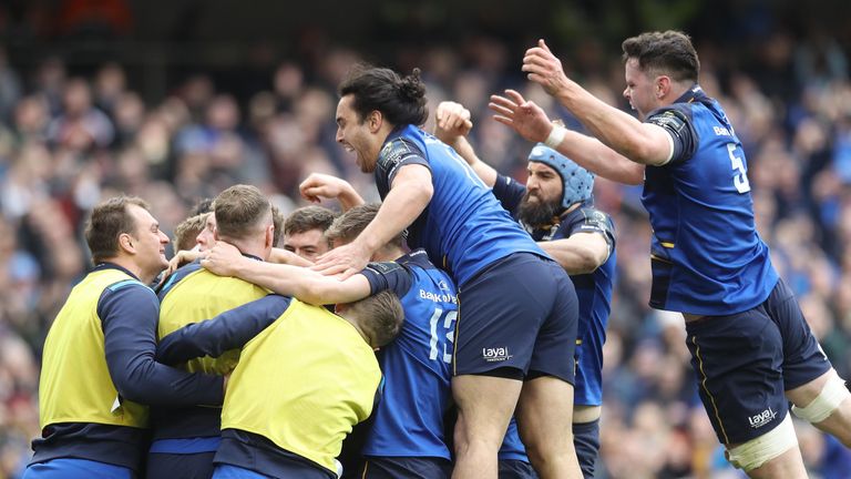 Leinster celebrate Leavy's pivotal second half try 