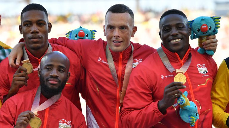 Harry Aikines-Aryeetey [far right] anchored home the men's quartet