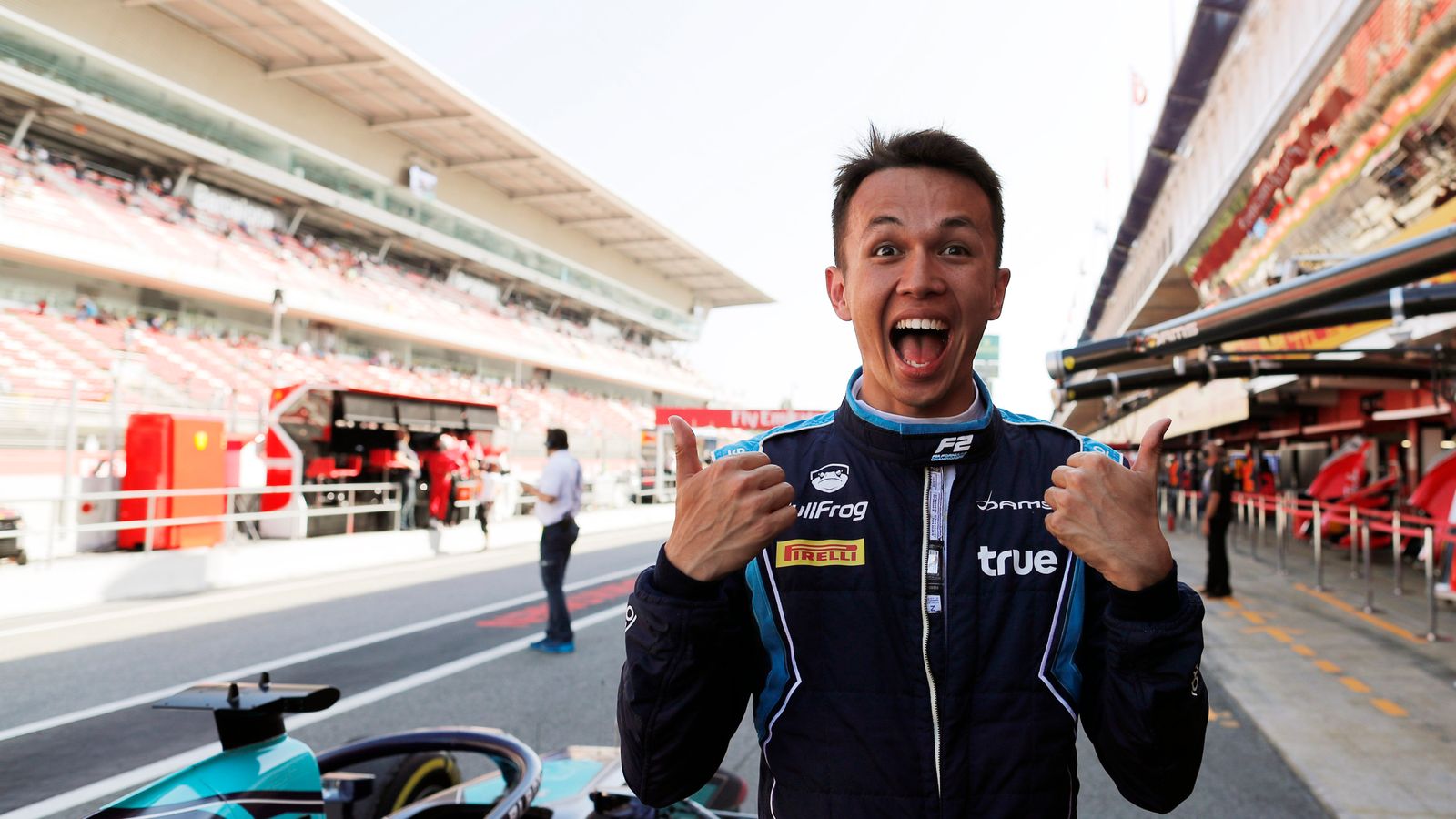Alexander Albon on pole for the 2018 F2 Feature Race in Spain Motor