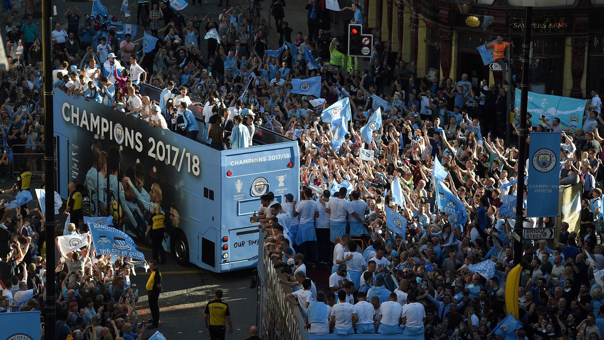 Manchester City S Premier League Champions Enjoy Bus Parade Images, Photos, Reviews