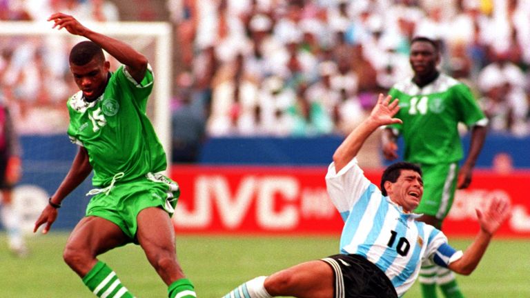 Diego Maradona's Argentina saw off Nigeria in 1994