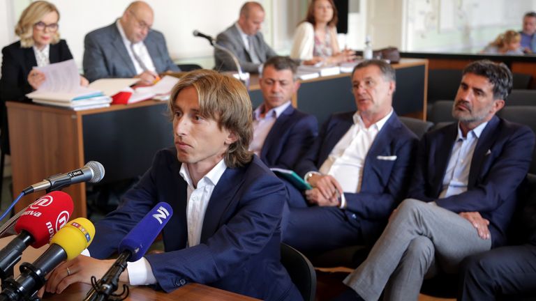 Modric giving his testimony in Zdravko Mamic's corruption trial