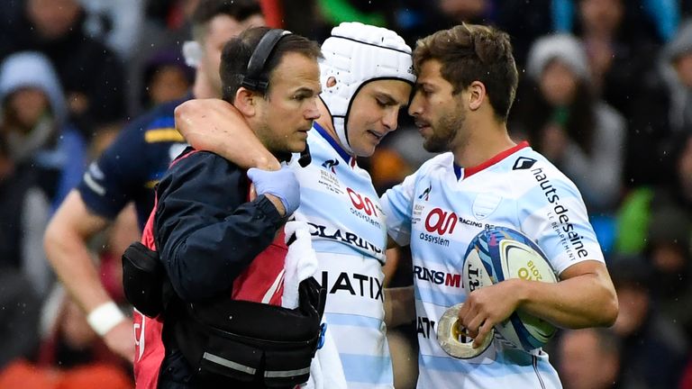 Racing fly-half Pat Lambie hobbled off injured after just three minutes 