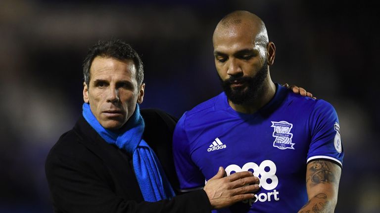 Zola left Birmingham City in 2017 after 24 matches in charge