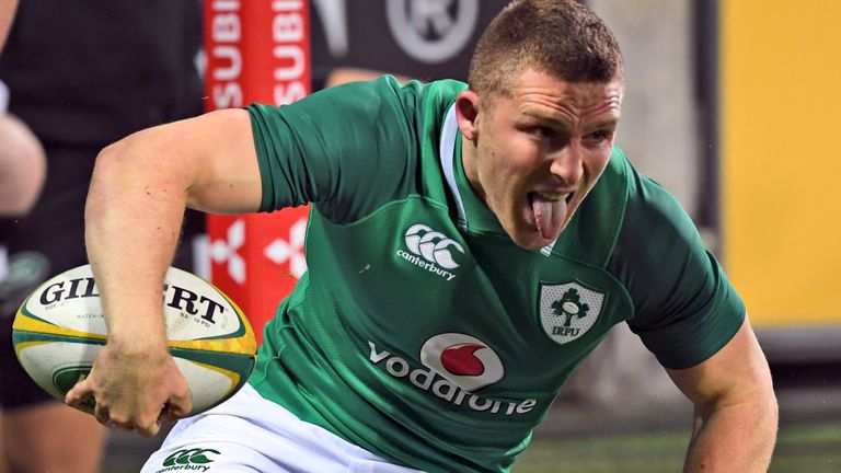 Andrew Conway replied with a try for Ireland, before limping off injured 