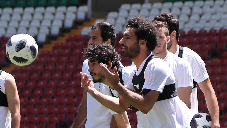 Salah took part in training with his Egypt team-mates at the stadium on Wednesday
