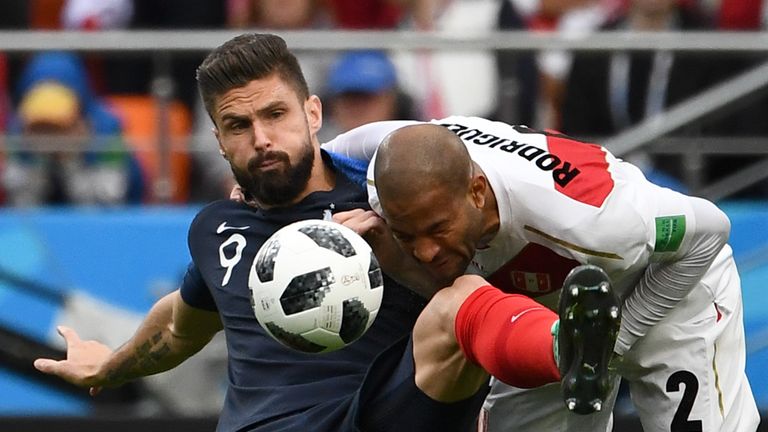 Olivier Giroud played his part in France's 1-0 win over Peru on his return