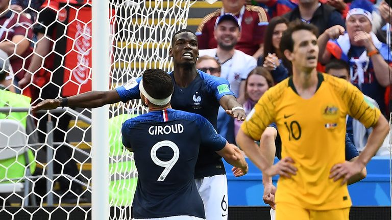Paul Pogba combined well with substitute Olivier Giroud for the winner