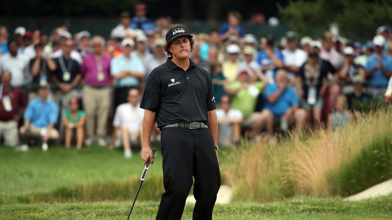 Mickelson was denied by Justin Rose at Merion Golf Club in 2013