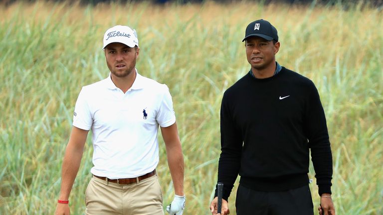 Woods enjoyed a Tuesday practice round with world No 2 Justin Thomas