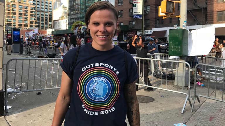 Katie Sowers is a seasonal offensive assistant with the San Francisco 49ers and one of many LGBT+ people in US sports to have shared their story with Outsports