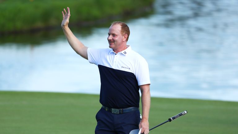McEvoy celebrates after birdieing the 18th to clinch victory