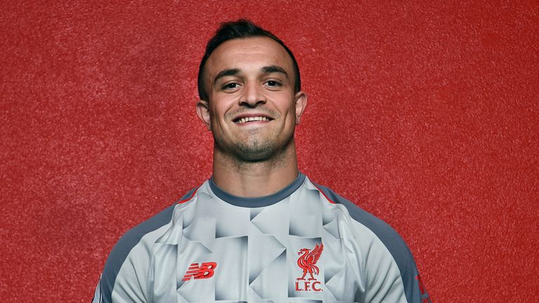 Xherdan Shaqiri in Liverpool's third kit for the new season