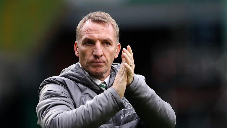 Bredan Rodgers applauds the Celtic fans