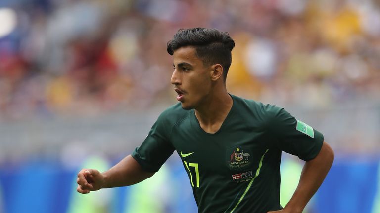 Arzani featured for Australia at the 2018 World Cup