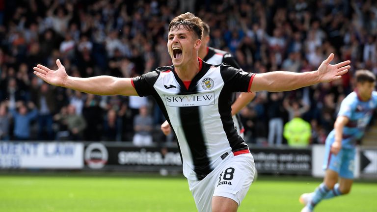 St Mirren's Danny Mullen celebrates after scoring to make it 1-0