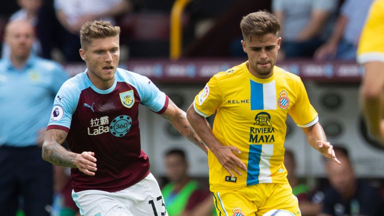 Burnley's Jeff Hendrick battles for the ball during a pre-season defeat to Espanyol