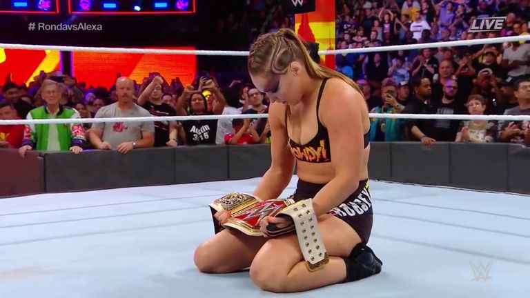 Ronda Rousey forced Alexa Bliss to tap out to an armbar to win her first WWE title at SummerSlam