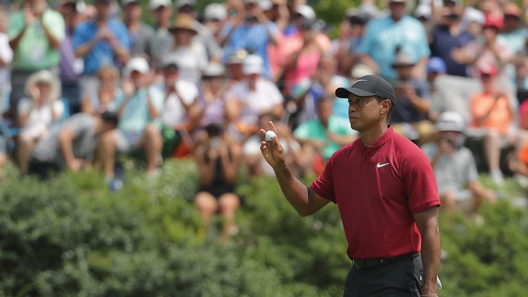 Woods carded eight birdies in a 64 but finished two behind Brooks Koepka