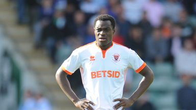 Image of Blackpool's Marc Bola during the Sky Bet League One match against Plymouth Argyle 