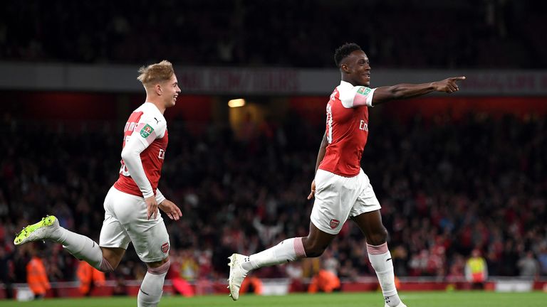 Welbeck celebrates his early goal