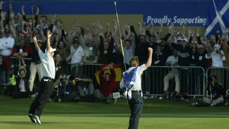 Paul McGinley holed the winning putt for Europe in the delayed 2002 Ryder Cup