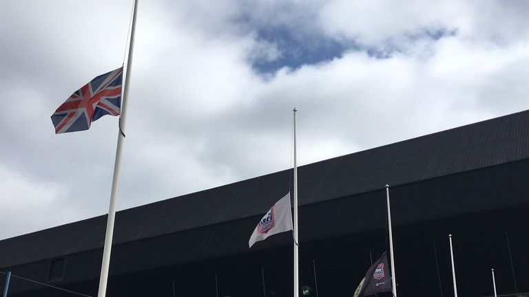 Flags flew at half mast at Portman Road on Monday in honour of Kevin Beattie