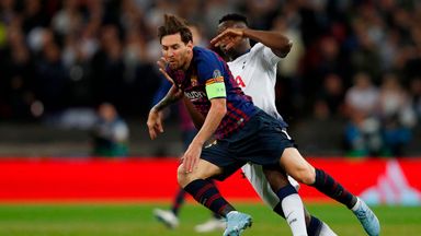 Lionel Messi gets the better of Victor Wanyama