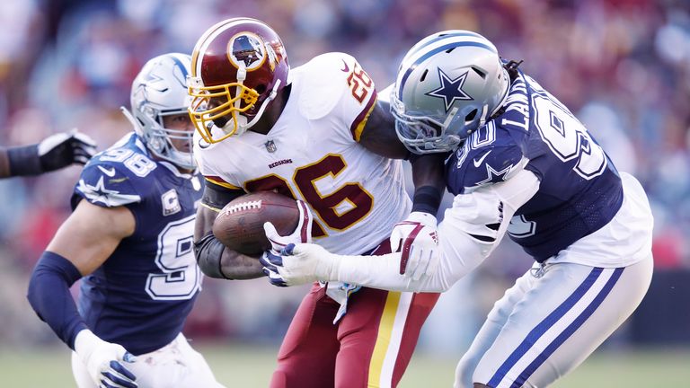 Veteran 33-year-old running back Adrian Peterson rushed for 99 yards for the Redskins