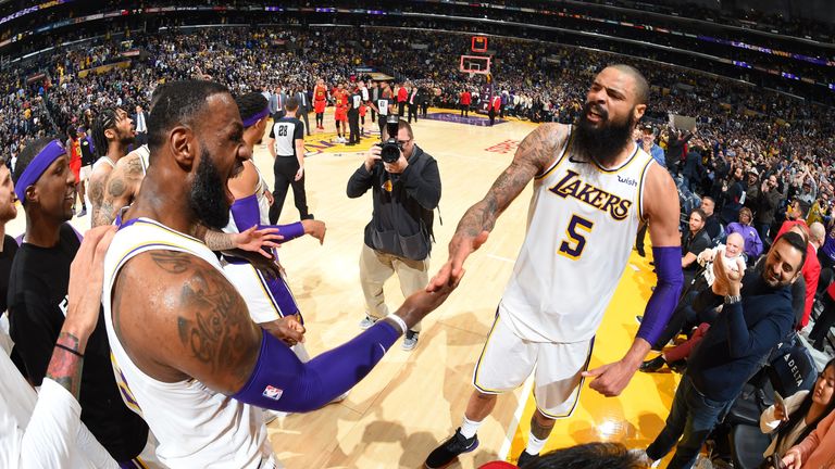 LeBron James shows his joy after Tyson Chandler's game-winning block against Atlanta