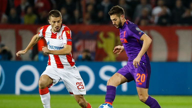 Adam Lallana played 79 minutes against Belgrade's red star