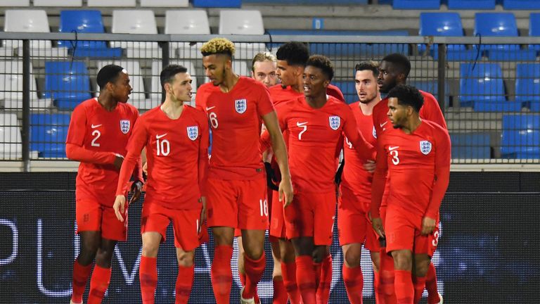 Solanke is congratulated by his team-mates after opening the scoring