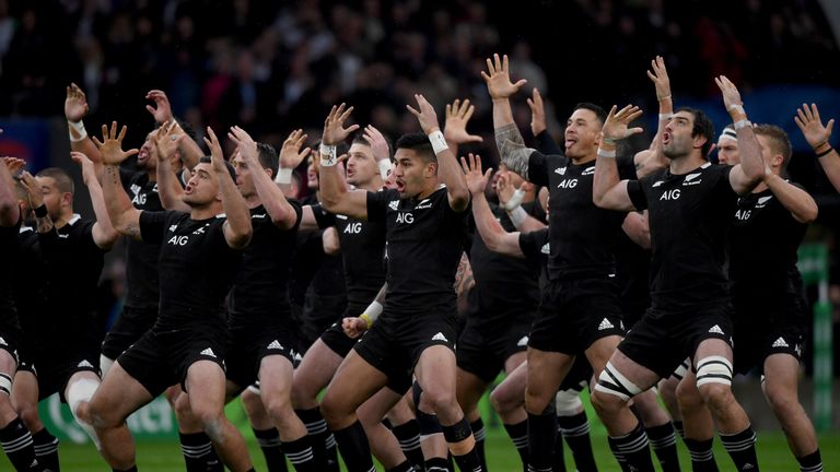 New Zealand do the Haka ahead of the match against England 