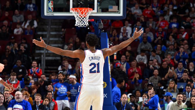 Joel Embiid's starring first half was enough to set Philaelphia on their way to victory over Detroit