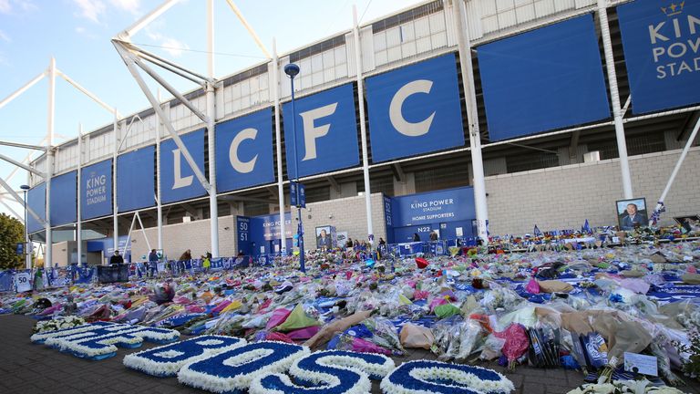 Leicester has begun with a 'carefully and respectfully relocating' floral tributes outside the King Power Stadium