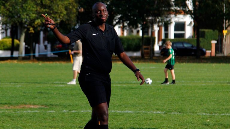 In recent months, Mashamba has been refereeing in the LGBT-friendly London Unity League