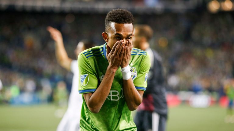 Seattle's Handwalla Bwana reacts after missing a chance (Pic: Joe Nicholson-USA TODAY Sports)