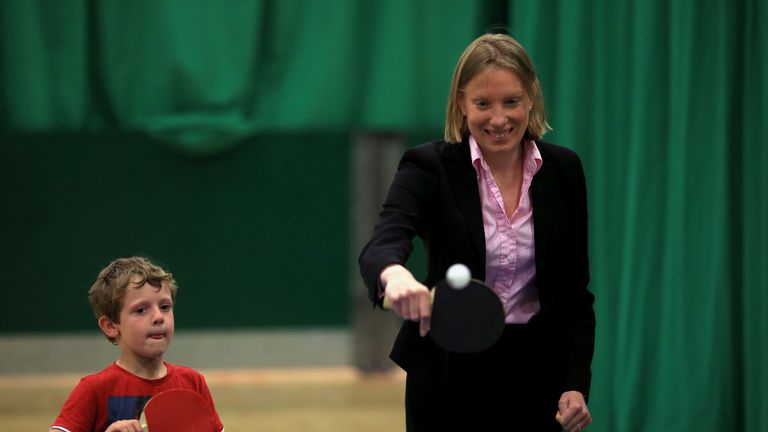 Tracey Crouch, pictured in May this year, played table tennis with local children during her visit to the Sport England 'Fit for Fun' project at the University of East Anglia