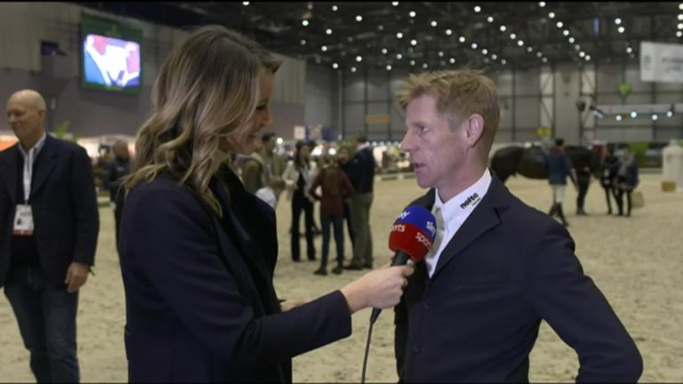 Ehning gives his reaction to Sky Sports' Hannah Wilkes after winning in Geneva