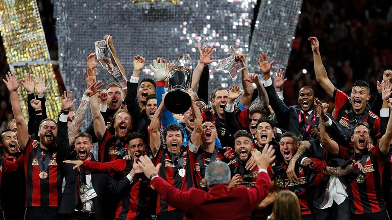 Atlanta United celebra después de ganar su primera Copa MLS en 2018