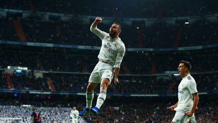 Dani Carvajal celebrates after playing a key role in the opening goal