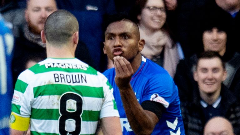Morelos was sent off for elbowing Celtic captain Scott Brown in the last Old Firm game