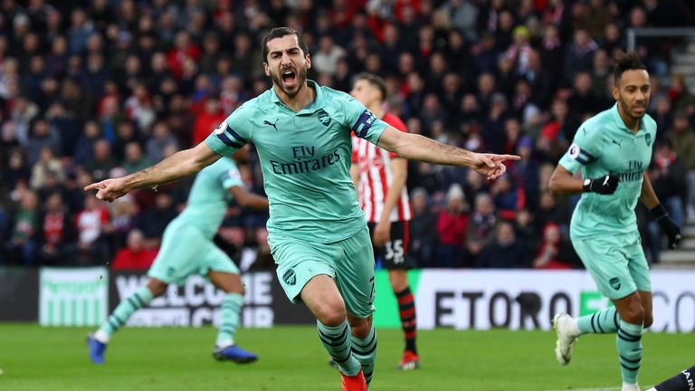 Henrikh Mkhitaryan scored twice for Arsenal